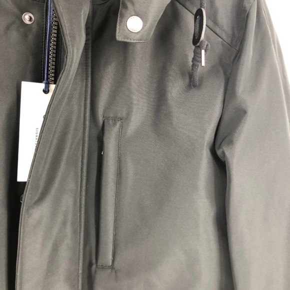 Cole Haan Mens Black Insulated Water Resistant Detachable Hood Car Coat Sz Small - Picture 7 of 12